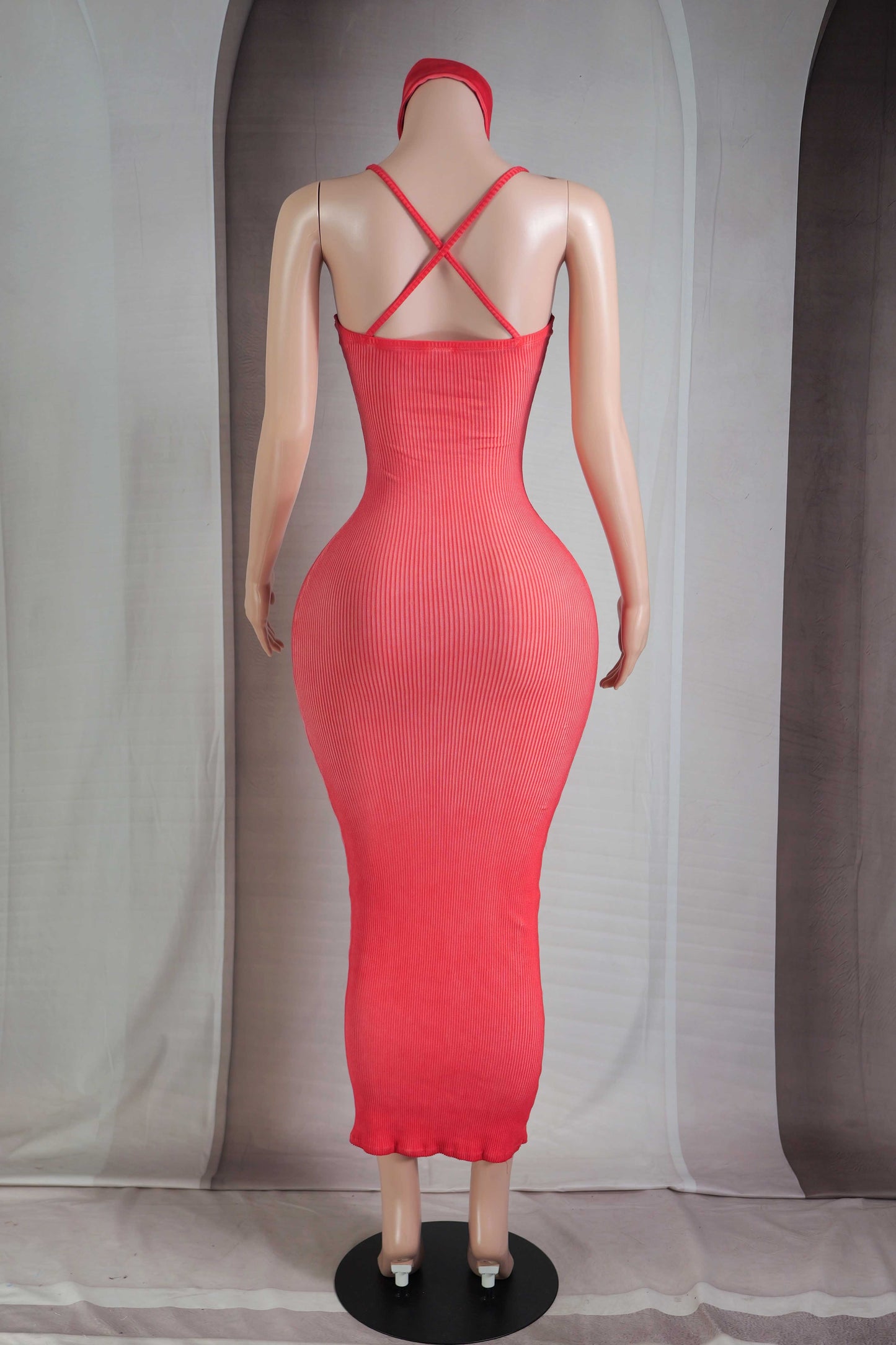 Red Bodycon Midi Dress With Headband