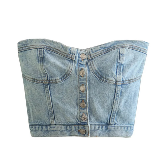 Light Wash Denim Crop Top