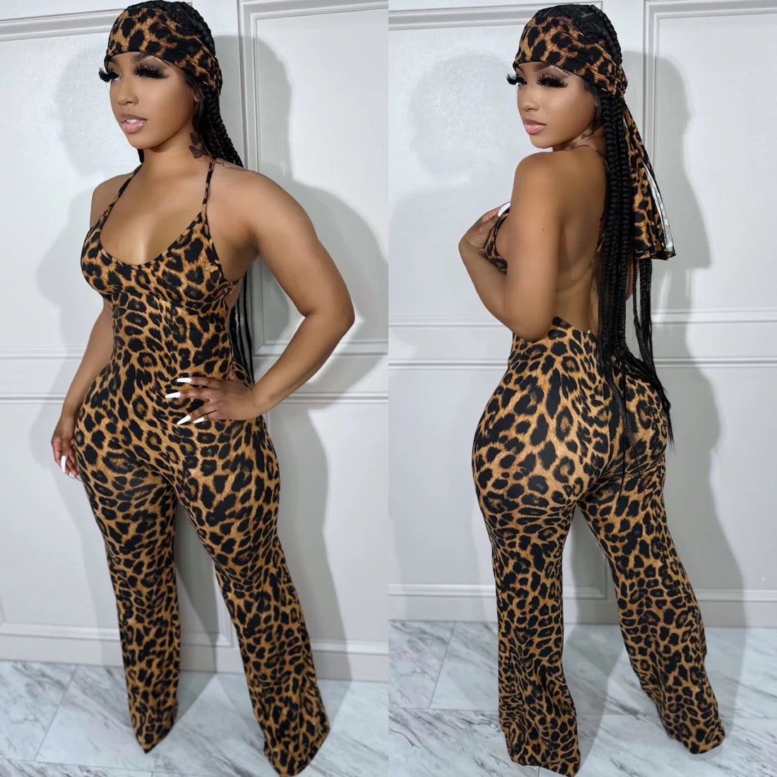 Cheetah Jumpsuit w/ Scarf